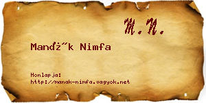 Manák Nimfa névjegykártya